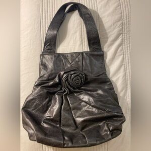 Isabella Fiore Black Leather Tote Bag
